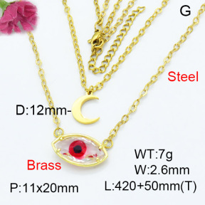 Fashion Brass Necklace  F3N403292baka-G030