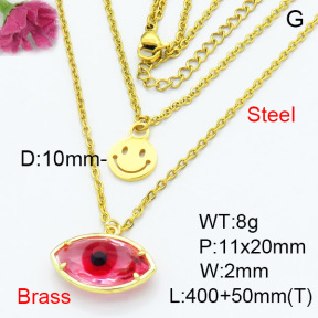 Fashion Brass Necklace  F3N403293baka-G030