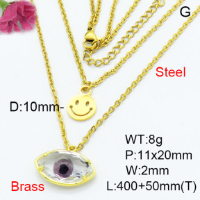 Fashion Brass Necklace  F3N403294baka-G030