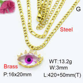 Fashion Brass Necklace  F3N403307ablb-G030