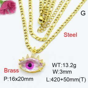 Fashion Brass Necklace  F3N403308ablb-G030
