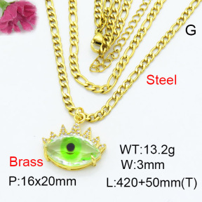 Fashion Brass Necklace  F3N403311ablb-G030