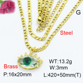 Fashion Brass Necklace  F3N403312ablb-G030