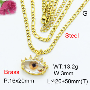 Fashion Brass Necklace  F3N403313ablb-G030