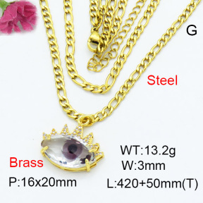 Fashion Brass Necklace  F3N403314ablb-G030