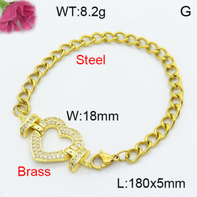 Fashion Brass Bracelet  F3B404179vbmb-L024