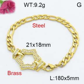 Fashion Brass Bracelet  F3B404185vbmb-L024