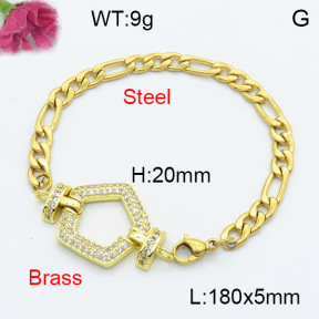 Fashion Brass Bracelet  F3B404187vbmb-L024