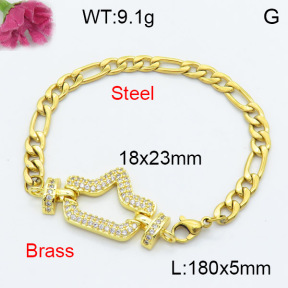 Fashion Brass Bracelet  F3B404193vbmb-L024