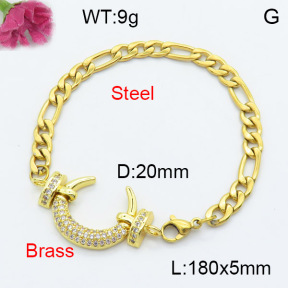 Fashion Brass Bracelet  F3B404197vbmb-L024