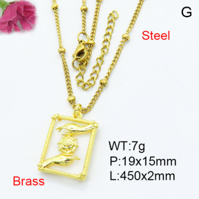 Jusnova  Fashion Brass Necklace  F3N300346ablb-L024