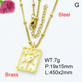 Jusnova  Fashion Brass Necklace  F3N300347ablb-L024