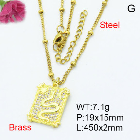Jusnova  Fashion Brass Necklace  F3N403321aajl-L024