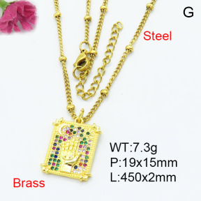 Fashion Brass Necklace  F3N403322aajo-L024