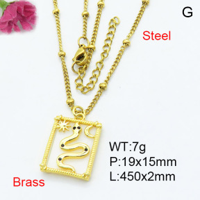 Jusnova  Fashion Brass Necklace  F3N403323ablb-L024