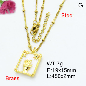Fashion Brass Necklace  F3N403324ablb-L024