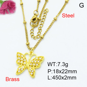 Fashion Brass Necklace  F3N403326aajl-L024