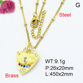 Fashion Brass Necklace  F3N403327aajl-L024