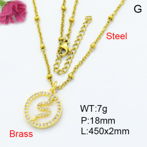 Fashion Brass Necklace  F3N403328ablb-L024