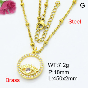 Fashion Brass Necklace  F3N403329ablb-L024