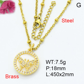 Fashion Brass Necklace  F3N403330ablb-L024