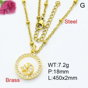 Fashion Brass Necklace  F3N403331ablb-L024