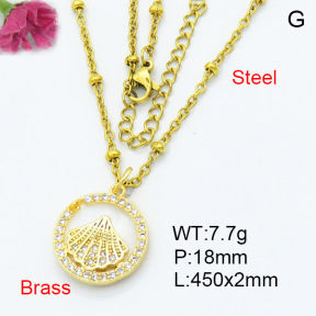 Fashion Brass Necklace  F3N403332ablb-L024