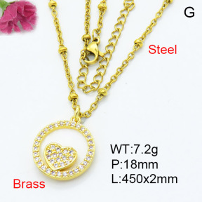 Fashion Brass Necklace  F3N403333ablb-L024