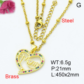 Fashion Brass Necklace  F3N403335aajl-L024