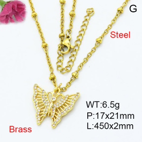 Fashion Brass Necklace  F3N403337aajo-L024