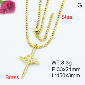 Fashion Brass Necklace  F3N403338aajl-L024