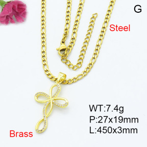 Jusnova  Fashion Brass Necklace  F3N403342aajl-L024