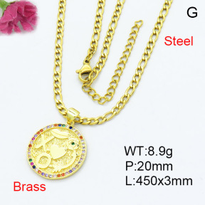 Fashion Brass Necklace  F3N403343aajo-L024