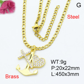 Fashion Brass Necklace  F3N403344aajo-L024