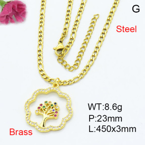 Fashion Brass Necklace  F3N403345aakl-L024