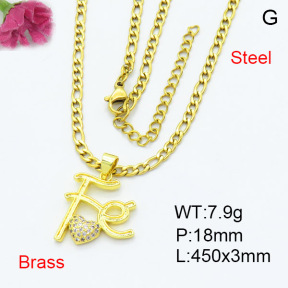 Jusnova  Fashion Brass Necklace  F3N403346avja-L024