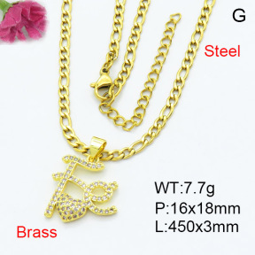Fashion Brass Necklace  F3N403347aajl-L024