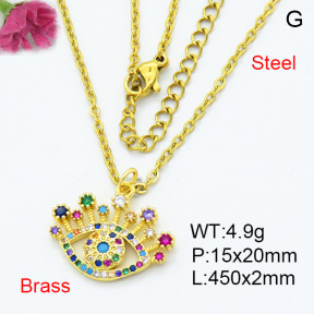 Fashion Brass Necklace  F3N403353baka-L024