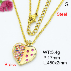 Fashion Brass Necklace  F3N403354aajo-L024