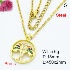 Fashion Brass Necklace  F3N403356aajo-L024