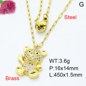 Fashion Brass Necklace  F3N403358baka-L024