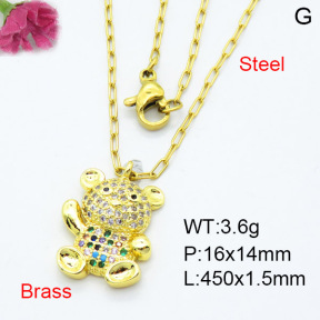 Fashion Brass Necklace  F3N403359baka-L024