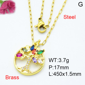 Jusnova  Fashion Brass Necklace  F3N403360aajo-L024