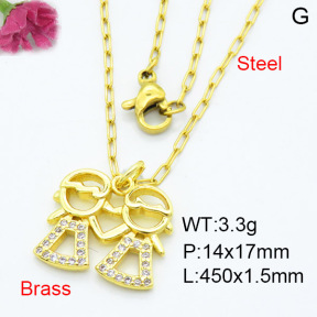 Jusnova  Fashion Brass Necklace  F3N403361vail-L024