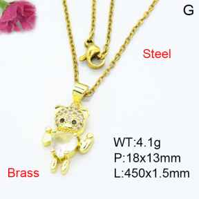 Fashion Brass Necklace  F3N403377baka-L024