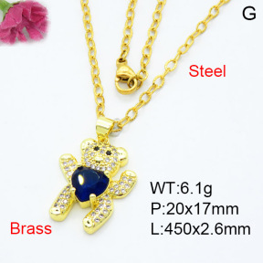 Fashion Brass Necklace  F3N403379baka-L024