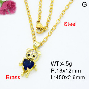 Fashion Brass Necklace  F3N403381baka-L024