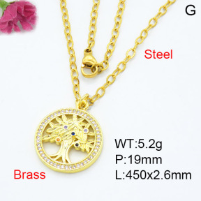 Fashion Brass Necklace  F3N403383aajo-L024