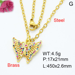 Fashion Brass Necklace  F3N403384aajo-L024