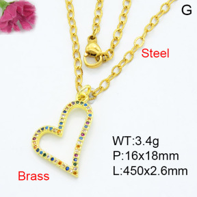 Fashion Brass Necklace  F3N403387aajl-L024